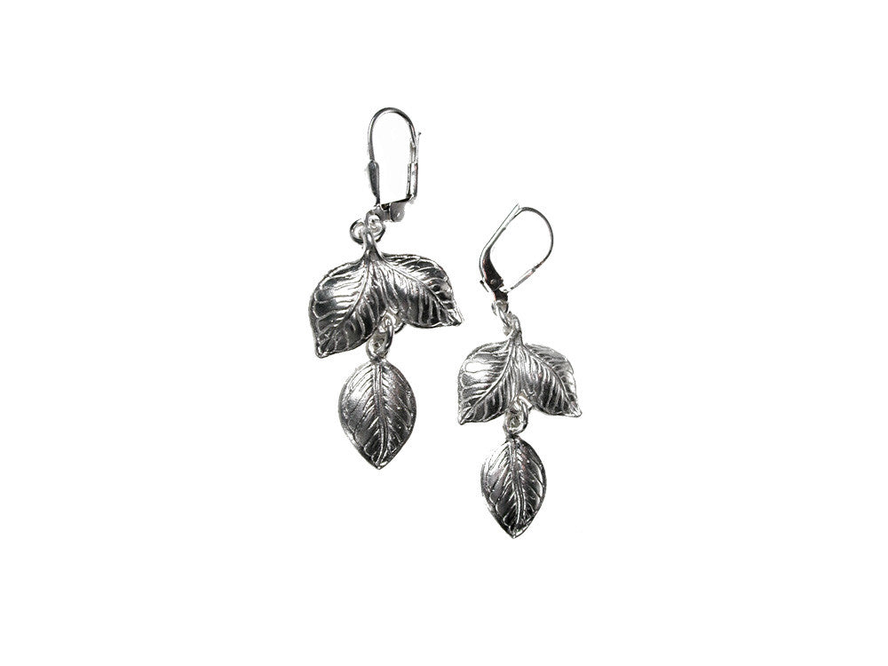 Double Drop Sterling Leaf Earrings | Erica Zap Designs