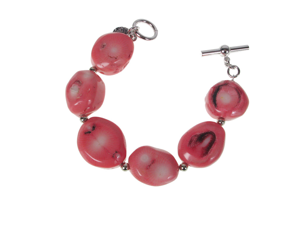 Pink Oval Bamboo Coral Bracelet | Erica Zap Designs