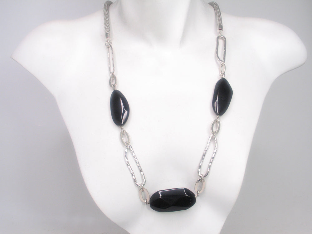 Mesh Necklace with Faceted Onyx Ovals | Erica Zap Designs