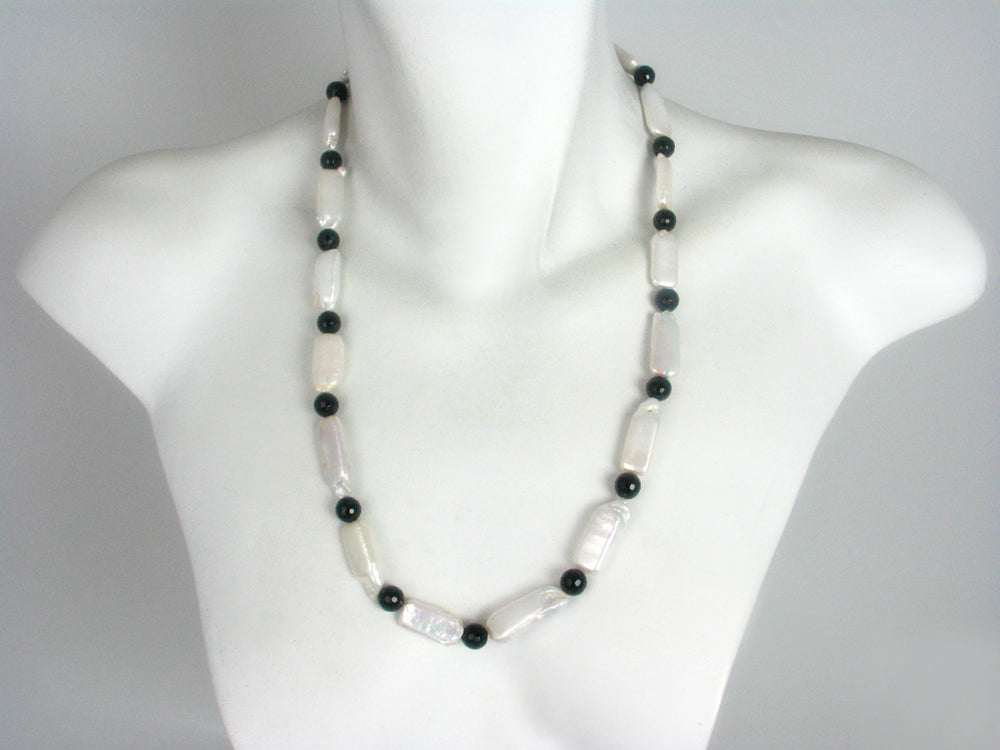 Onyx, Crystal and Pearl Necklace - Sunya Currie