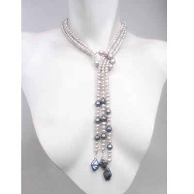 3-Strand Adjustable Pearl Necklace with Pearl Loop | Erica Zap Designs