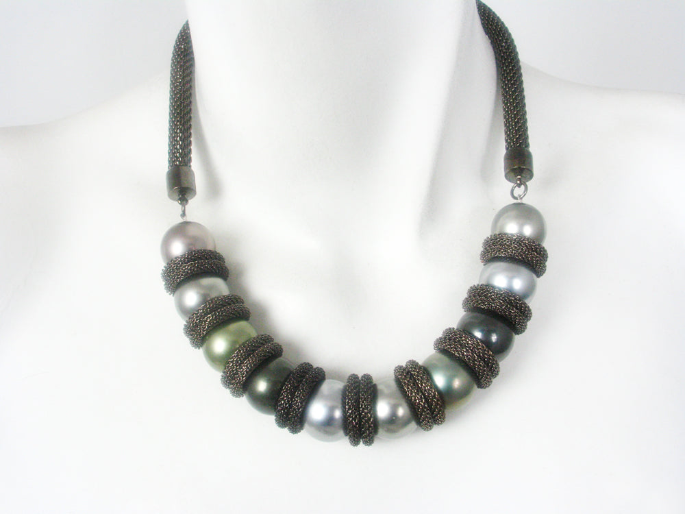 Mesh Necklace with Faux Pearls | Erica Zap Designs
