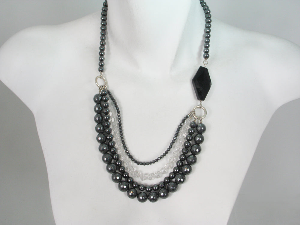 Hematite and Crystal Necklace | Erica Zap Designs