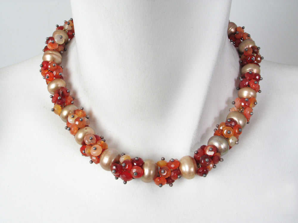Pearl and Stone Cluster Necklace | Erica Zap Designs