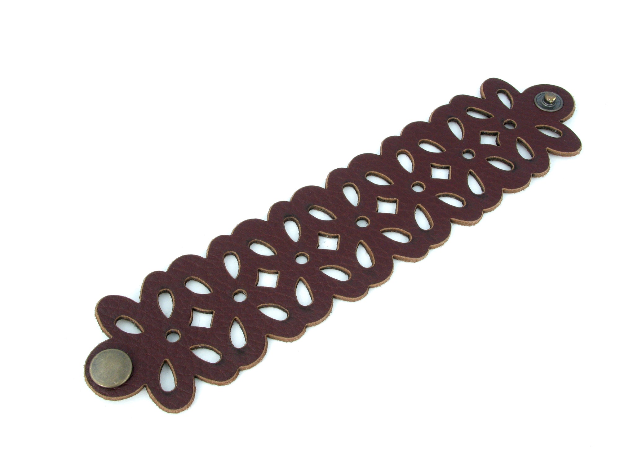 Laser Cut Leather Bracelet | Geometric Flower Pattern | Erica Zap Designs