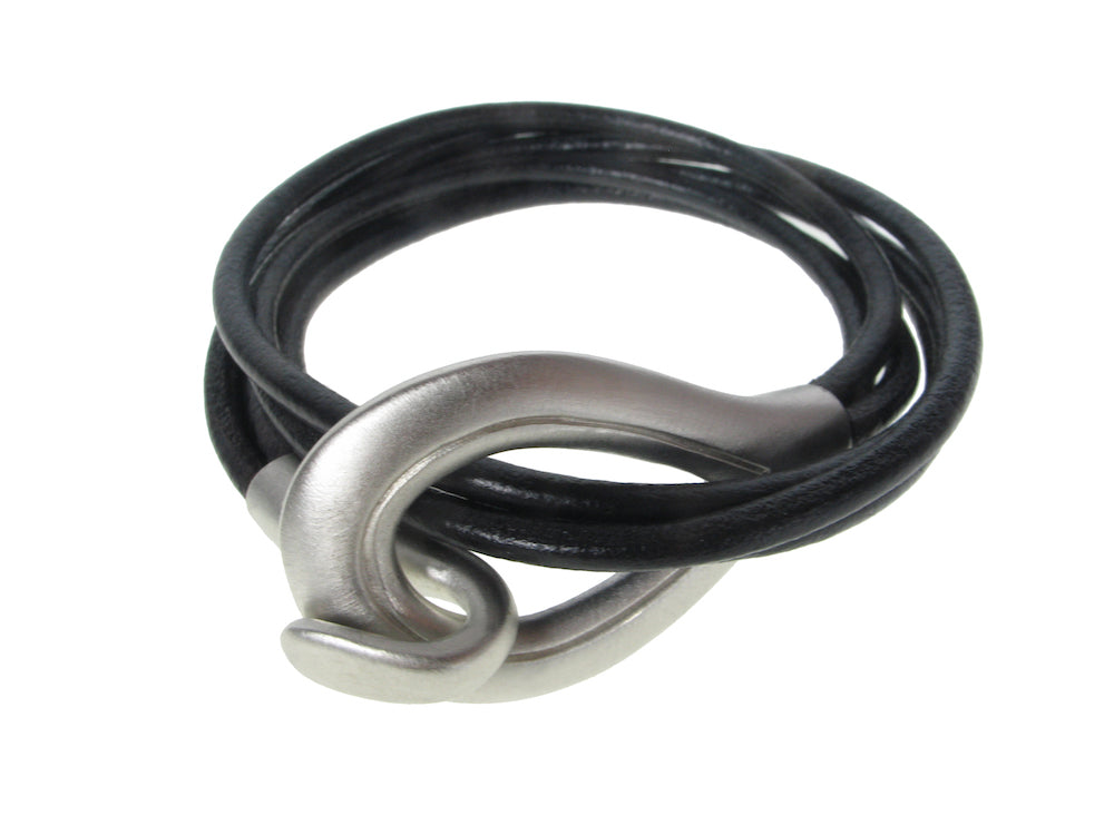 Cord Leather Bracelet | Teardrop Hook Clasp Triple Strand Wrap | Erica Zap Designs