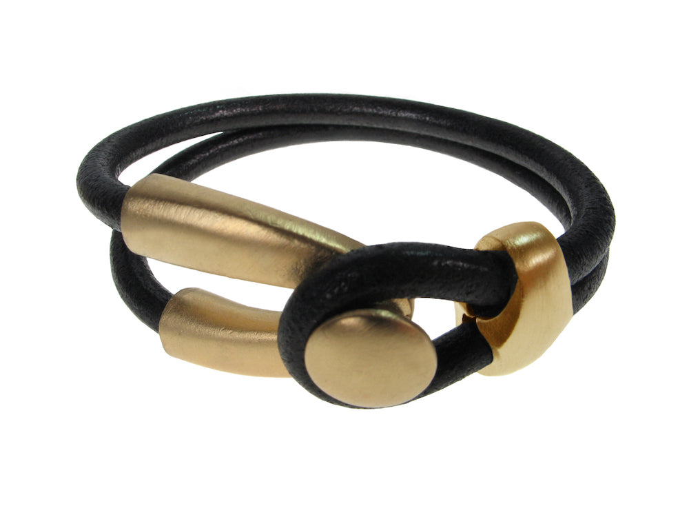U-Clasp Lasso & Slide Leather Bracelet Black | Gold | Gold