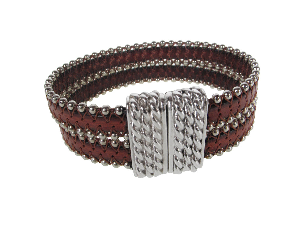 Beaded Leather Bracelet | Double Strand with Magnetic Clasp | Erica Zap Designs