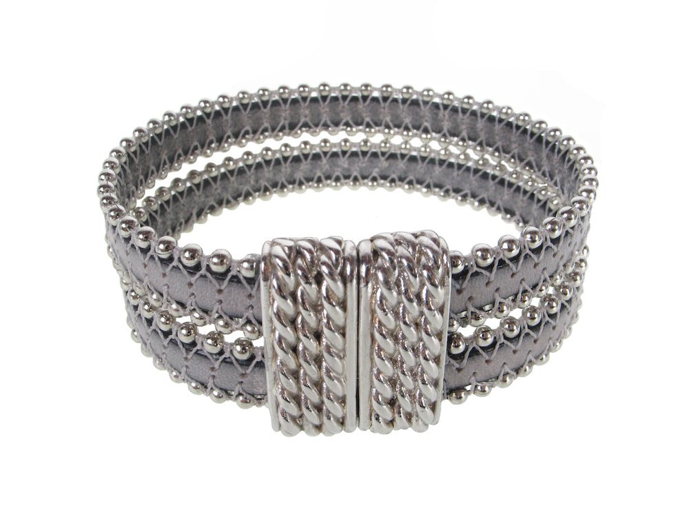 Beaded Leather Bracelet | Double Strand with Magnetic Clasp | Erica Zap Designs