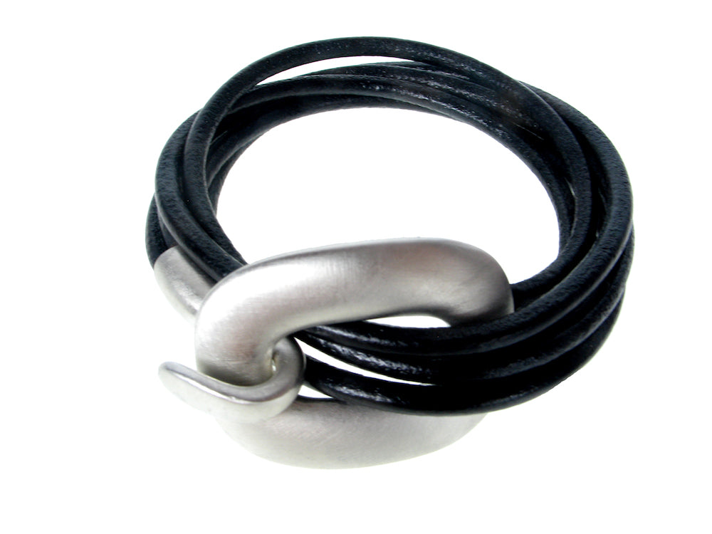 Men's Leather Bracelet | Triple Strand Wrap Hook Clasp | Erica Zap Designs