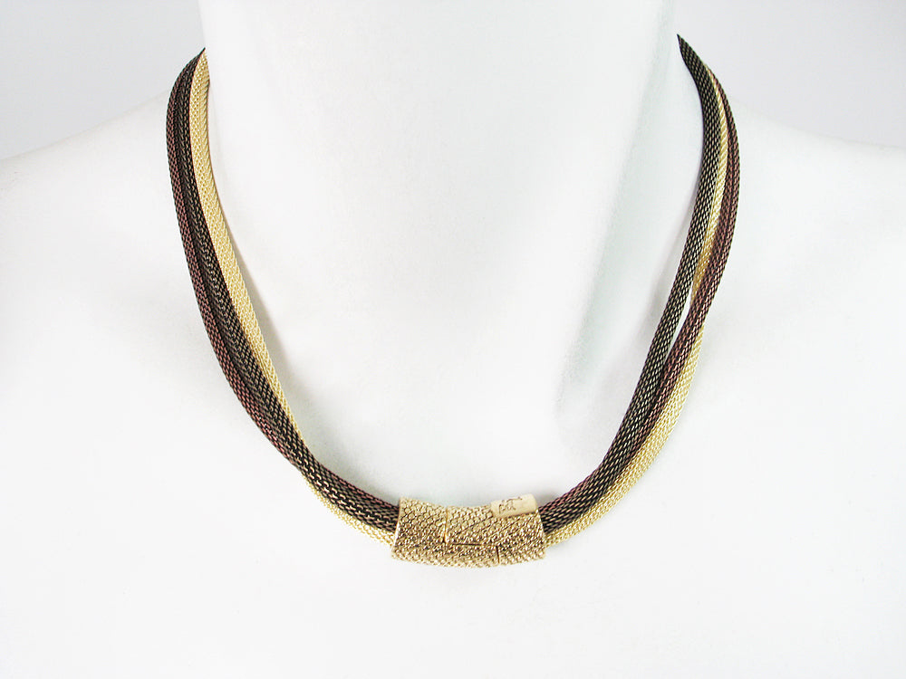 3-Strand Mesh Necklace with Textured Magnetic Clasp | Erica Zap Designs