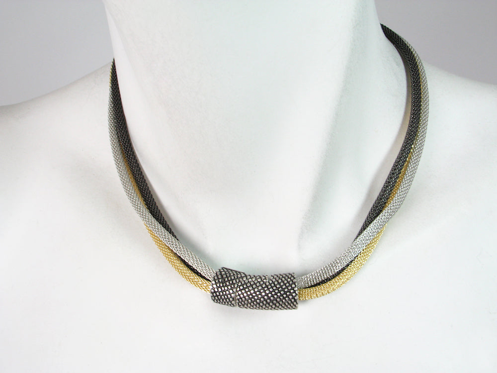 3-Strand Mesh Necklace with Textured Magnetic Clasp | Erica Zap Designs