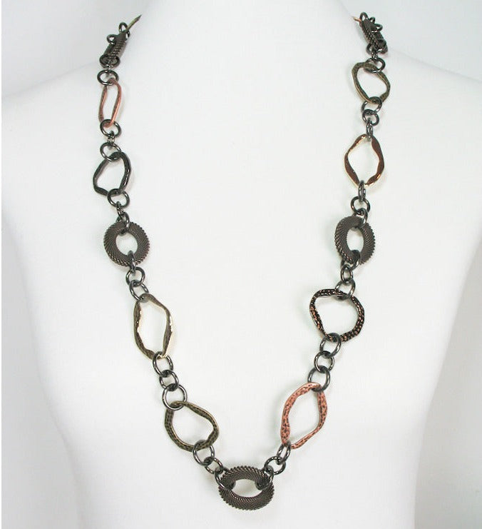 Long Hammered Metal & Mesh Necklace | Erica Zap Designs