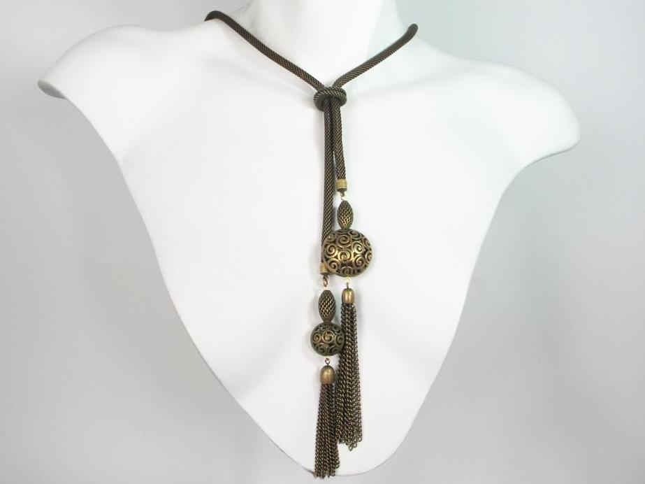 Mesh Bolo Necklace with Tassel Ends | Erica Zap Designs