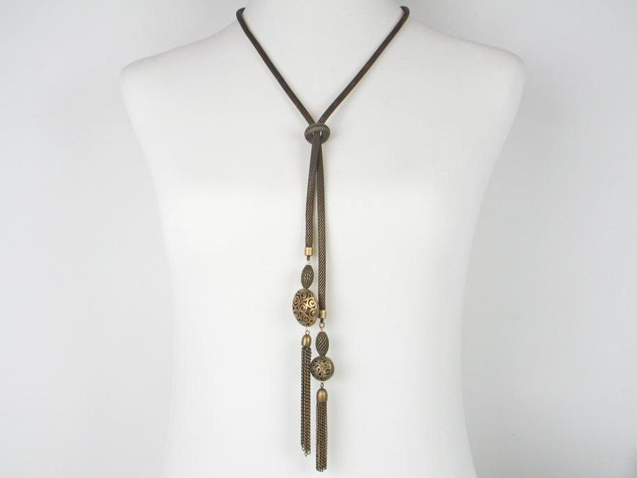 Mesh Bolo Necklace with Tassel Ends | Erica Zap Designs