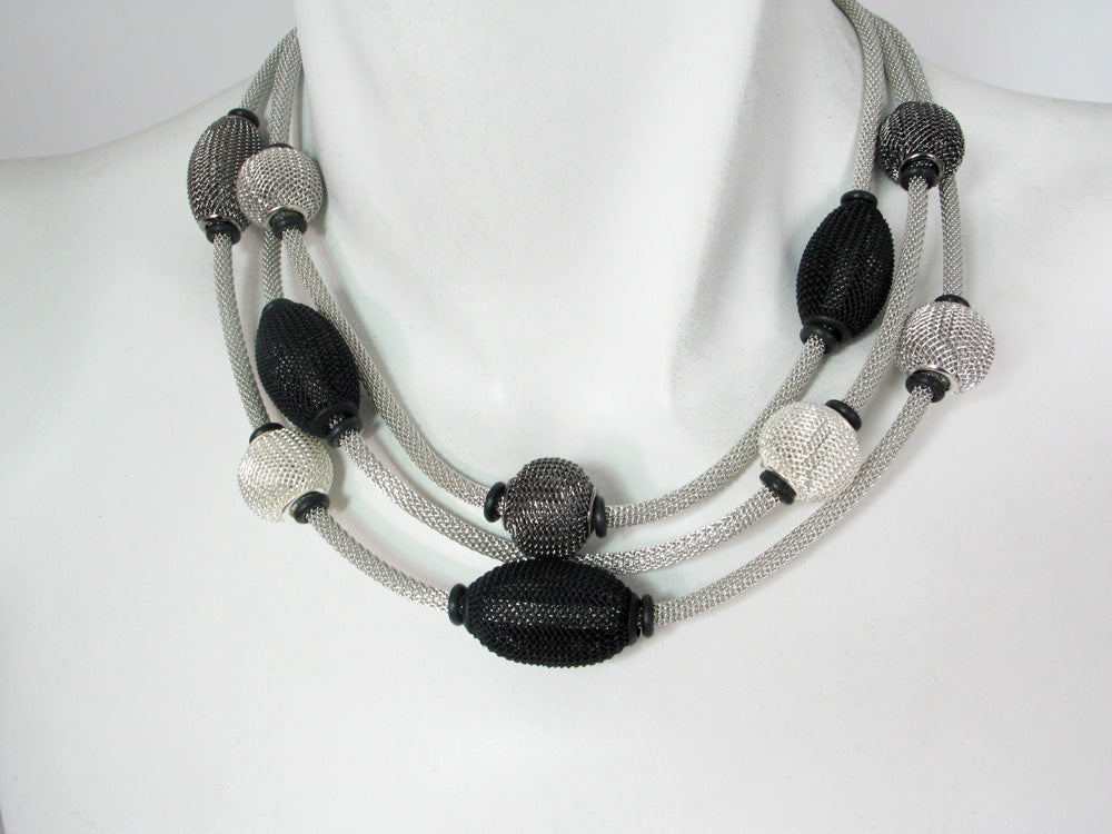 3-Strand Mesh Necklace with Spaced Beads | Erica Zap Designs