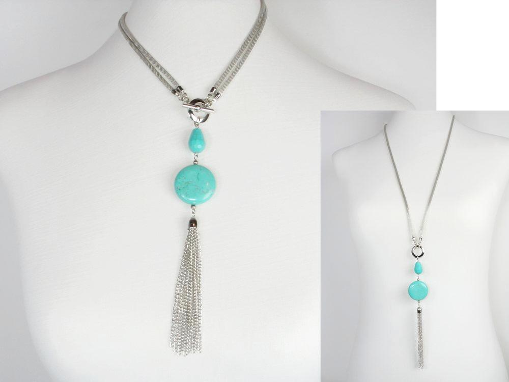 2-Way Mesh & Stone Tassel Drop Necklace | Erica Zap Designs