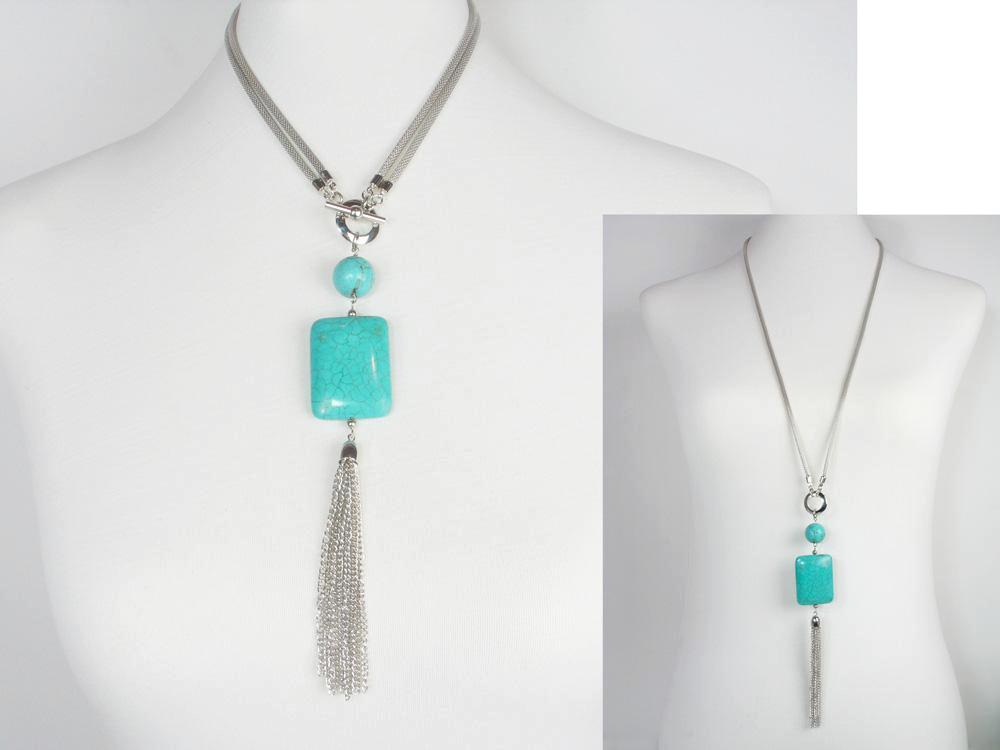 2-Way Mesh & Stone Tassel Drop Necklace | Erica Zap Designs
