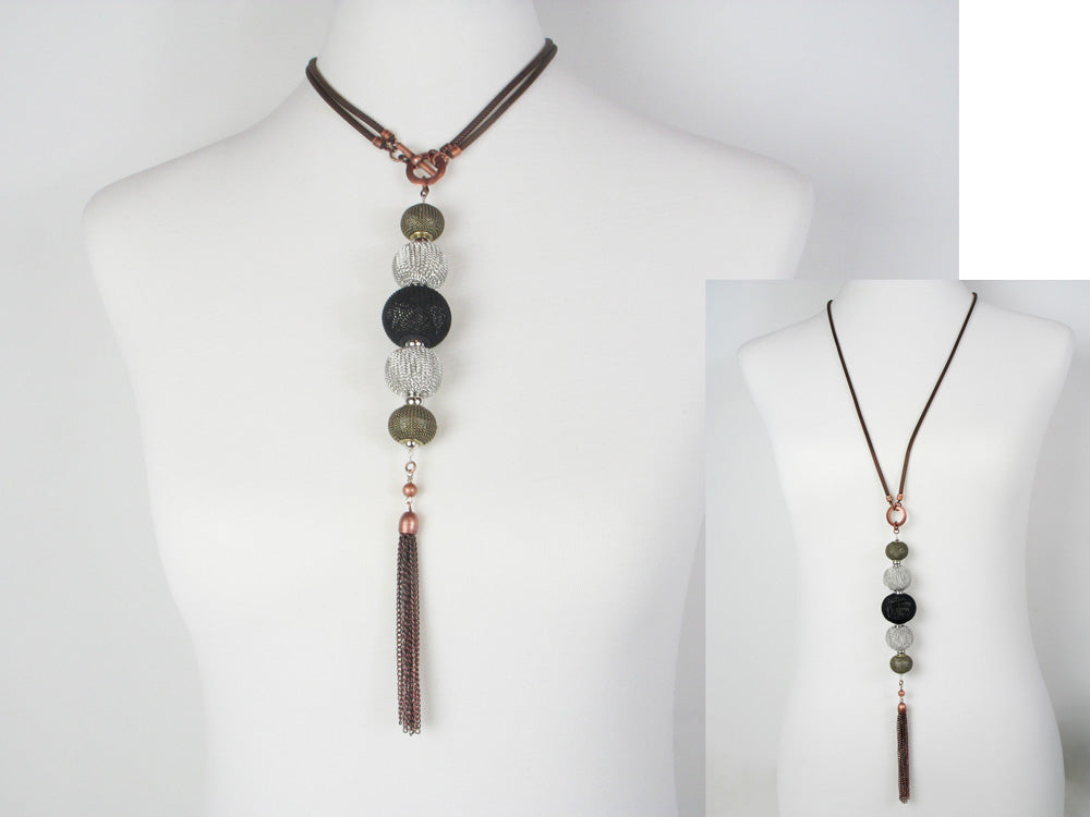 2-Way Mesh Ball & Tassel Drop Necklace | Erica Zap Designs